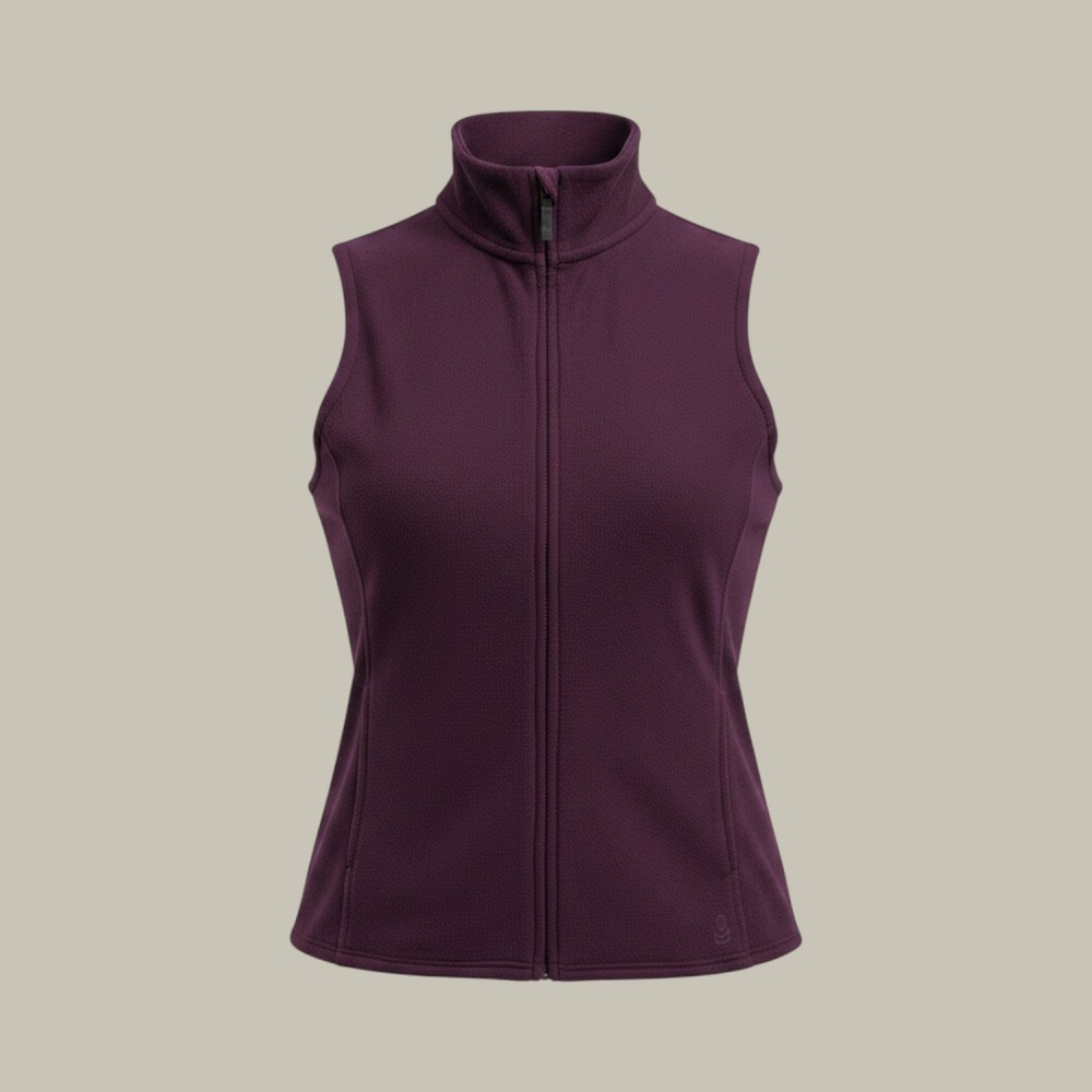 Cuddl Duds Full Zip Fleece Vest Large Burgundy Mock Neck Cozy Layering Capsule